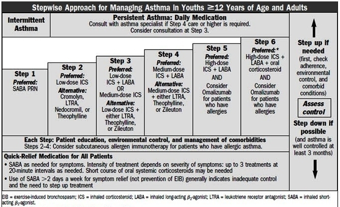 Asthma Stepwise Approach Chart